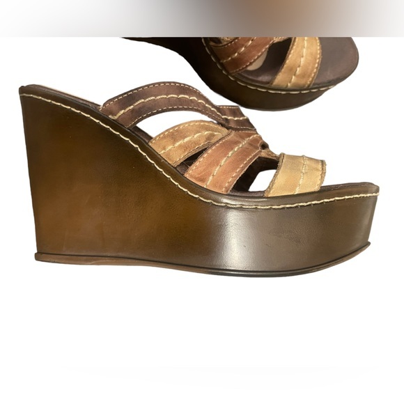 Passarela Brazil Terra Stitched Strap Leather Wedge Sandal; size 6 women’s - Picture 9 of 11
